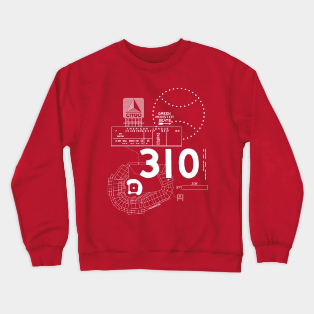 Fenway Park - Red Crewneck Sweatshirt by BALLPARKLOVE